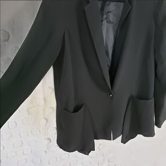 𝅺euc Reiss Lissy Bonded Soft Draped Blazer Jacket in Black Size medium - Picture 3 of 8